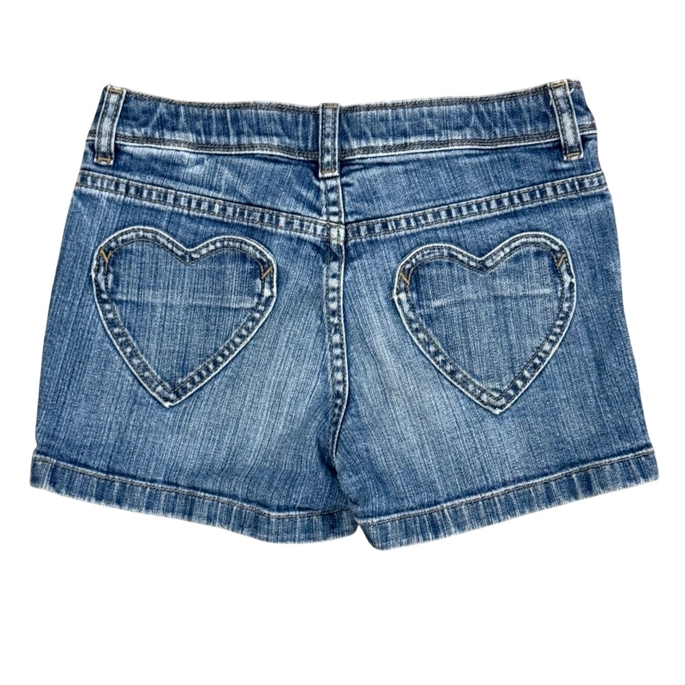 Mini Boden Girls Blue Denim Heart Pocket Shorts Size 11Y Medium Wash Stretch